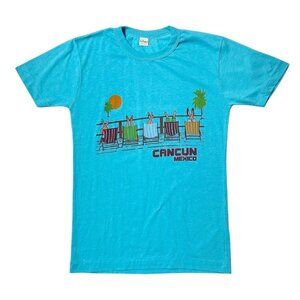 80s 90s Vintage Sunbathing Cancun T-shirt Sunset Travel Mexico Single Stitch.